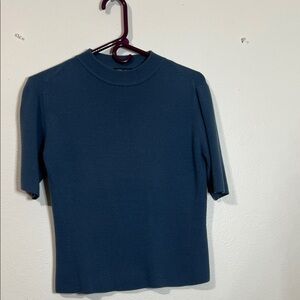 Women's Short-Sleeve Crewneck Sweater in Teal Blue